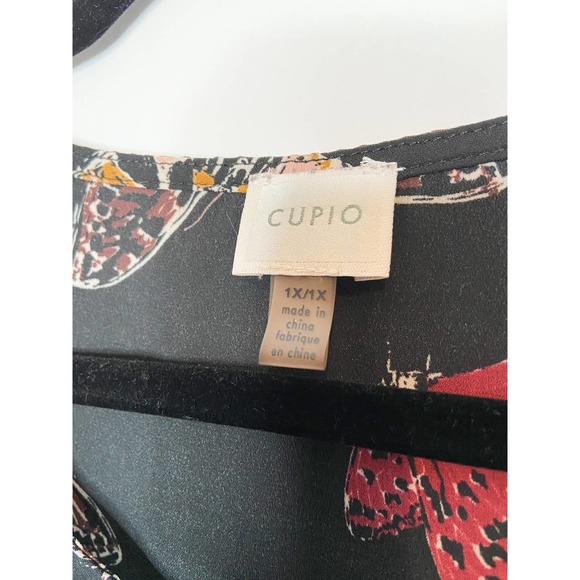 Cupio black butterfly print blouse, black sheer blouse, butterfly print blouse - Picture 2 of 8